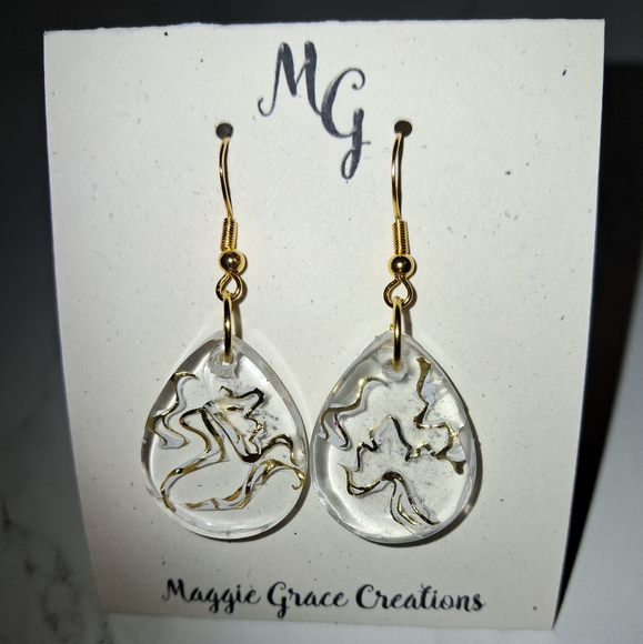Gold and Clear Earrings - Picture 1 of 1